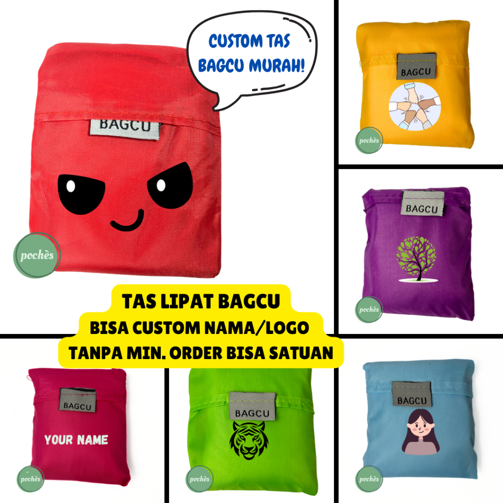 CUSTOM TAS BELANJA LIPAT SABLON LOGO NAMA / TAS LIPAT BAGCU POCHES MURAH