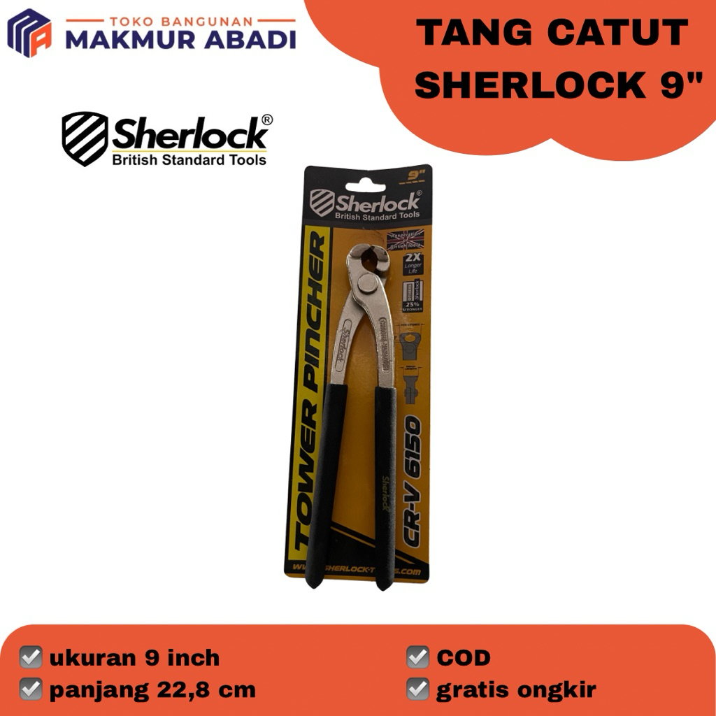 TANG GEGEP SHERLOCK / TANG CATUT 9" / TANG POTONG CHROME