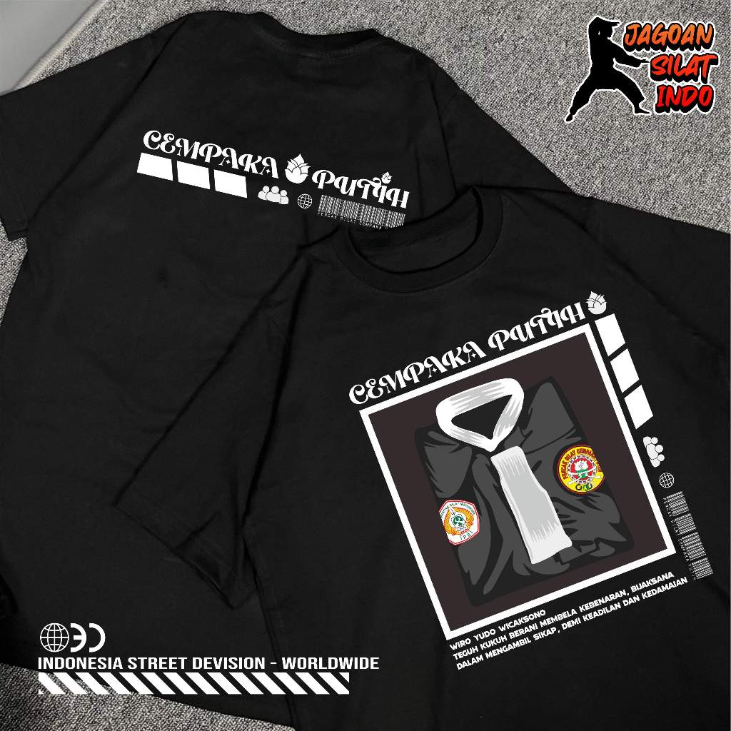 KAOS T-SHIRT SILAT CEMPAKA PUTIH DESAIN STREET BAJU DISTRO SABLON COMBED TERBARU // CEMPAKA PUTIH ST