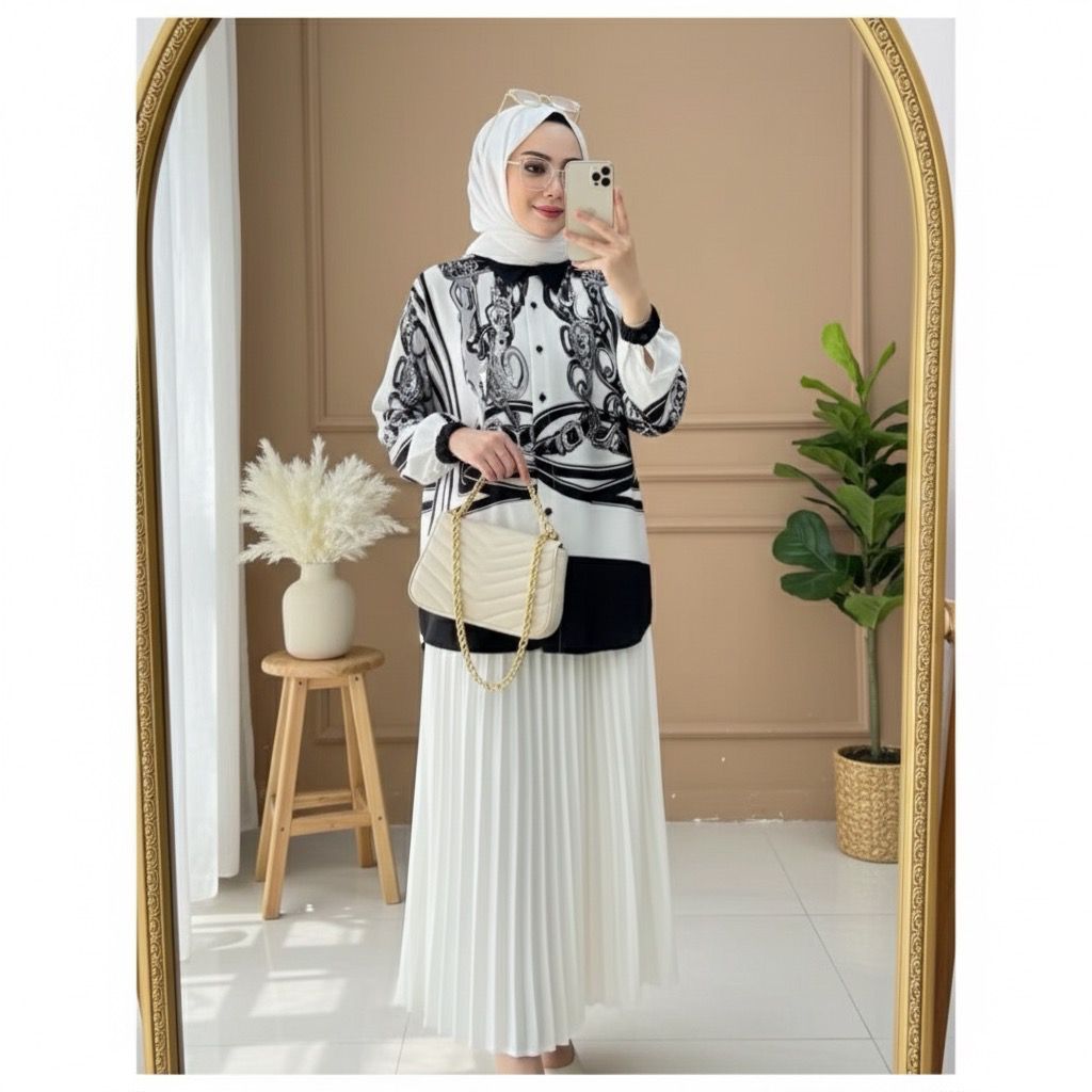 MONALISA TULIP KEMEJA RAYON JUMBO L XL // KEMEJA KANCING // KEMEJA MOTIF // KEMEJA BIG SIZE // ATASA