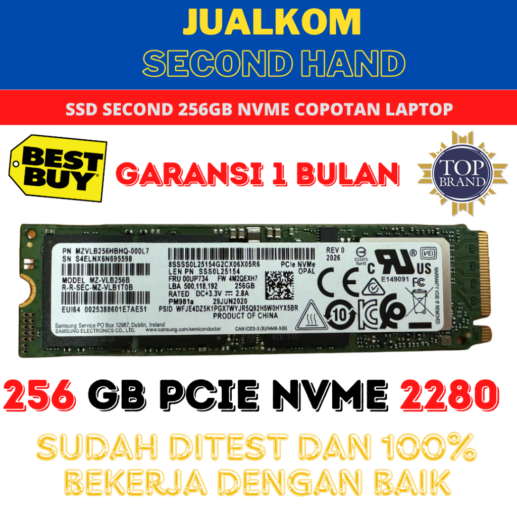 SSD SECOND SSD BEKAS SSD NVME 256GB COPOTAN