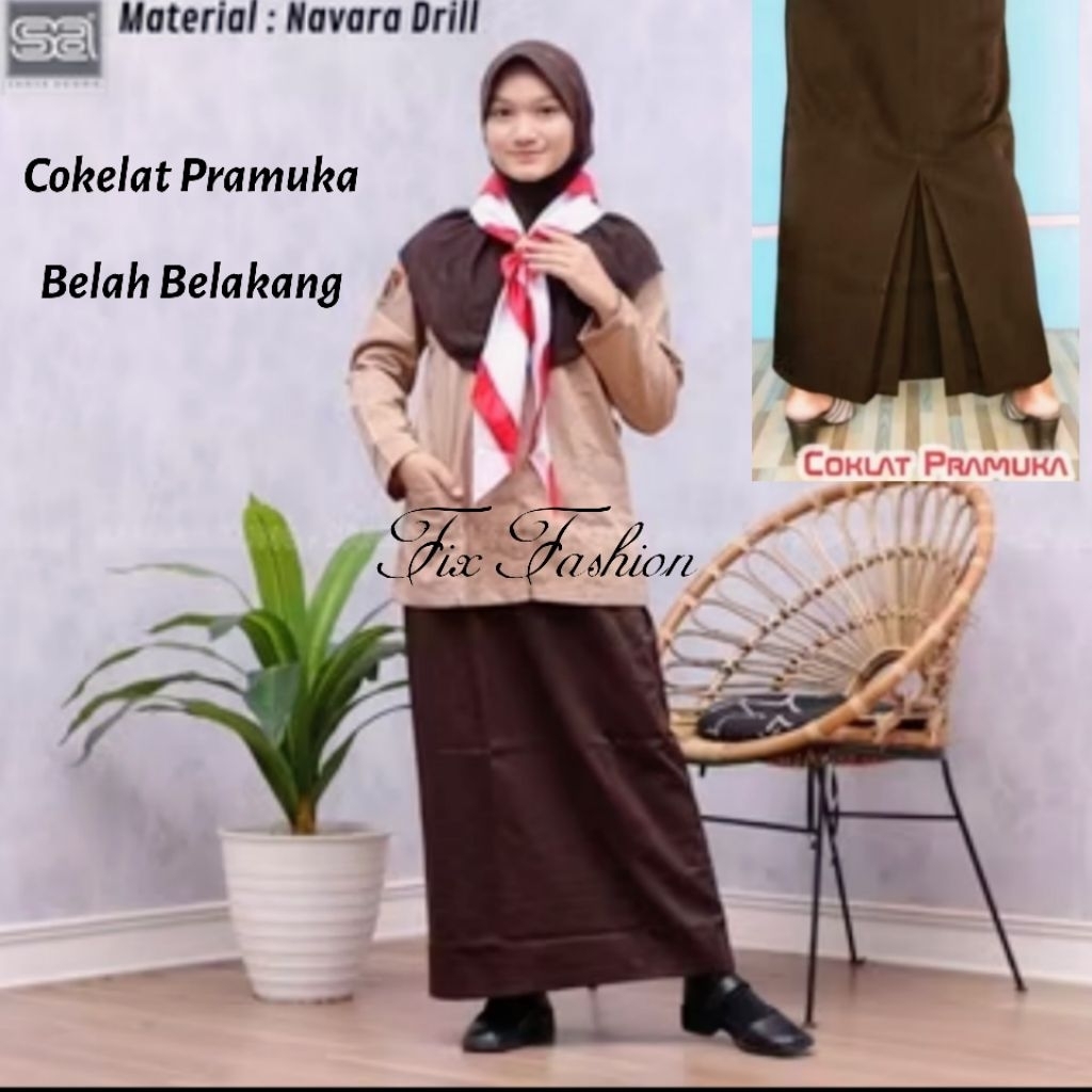 ROK SPAN PRAMUKA SMA DAN SMP / ROK SPAN SEKOLAH PANJANG PRAMUKA BELAH BELAKANG