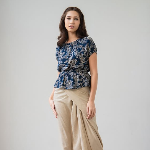 Batik Keris Blouse Batik Wanita Lengan Pendek Motif Sulur Asri