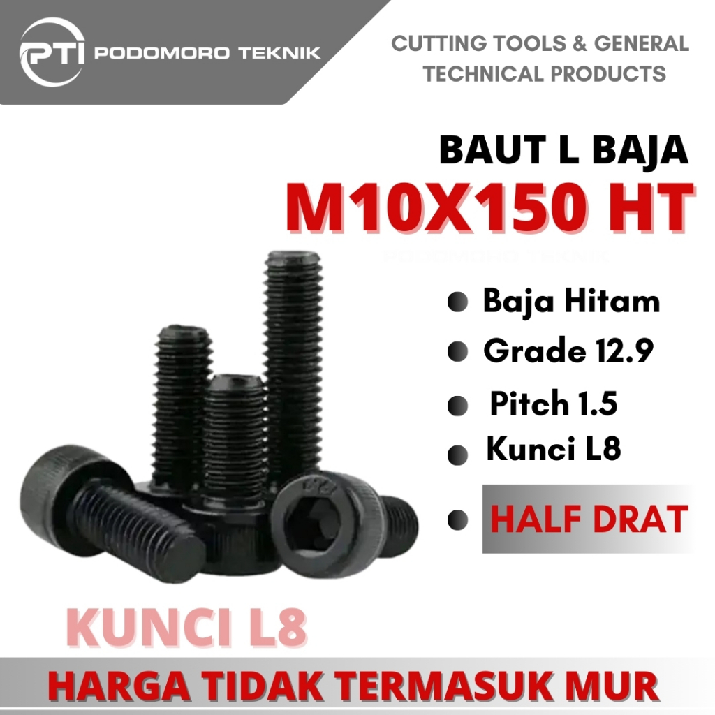 BAUT L HITAM M10X150 BAUT L BAJA M10