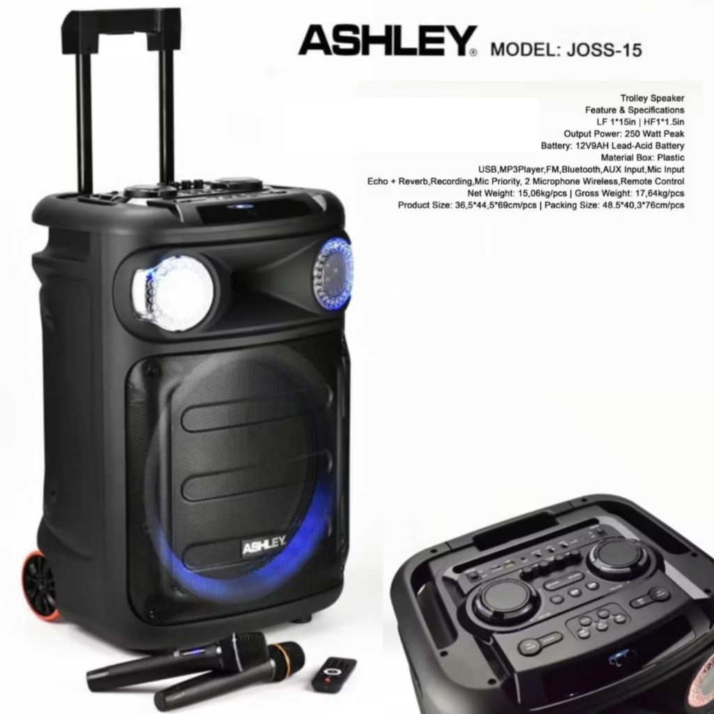 ASHLEY Speaker Portable JOSS 15 Original  - 15 Inch Speaker ASHLEY JOSS15