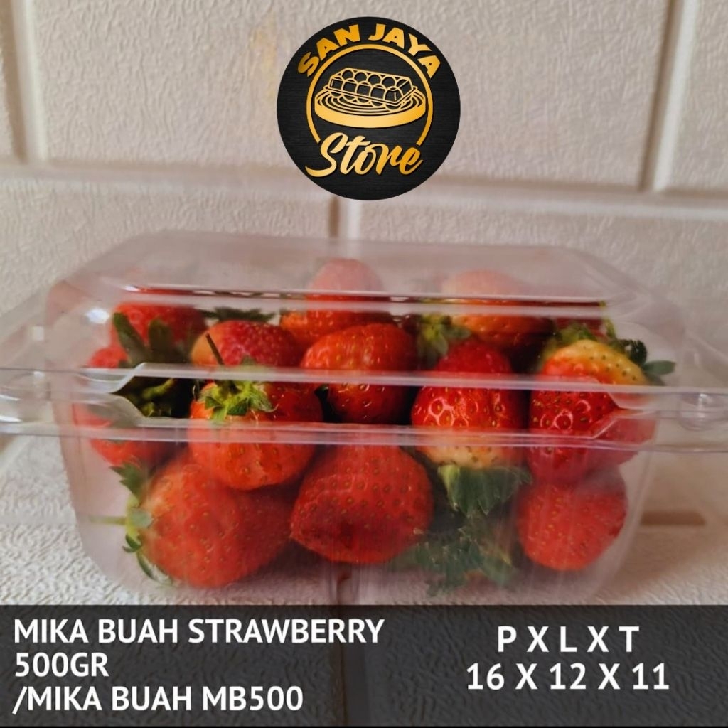 Tray Mika Buah Stroberi,Anggur,Lengkeng 500gr