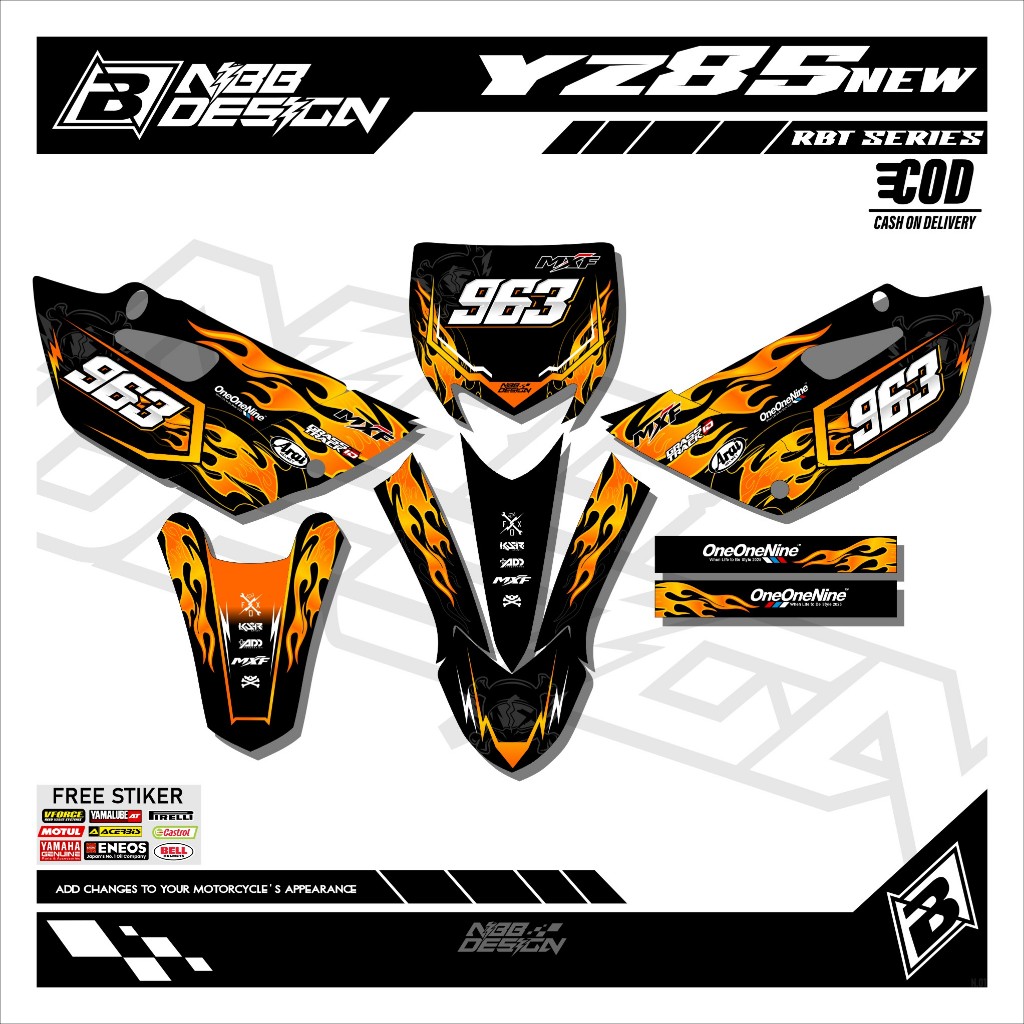 (COD) Stiker Decal YZ 85 New - Striping YZ 85 NEW KX85 GTX85 BEBEK MODIF API API / HOTWHELSSZ Motif 