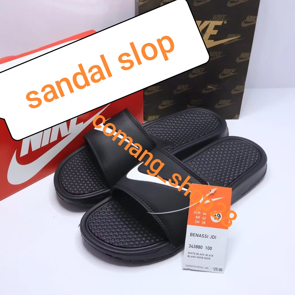 sendal pria wanita slop sendal pria kekinian sandal pria keren sandal murah ceklis putih