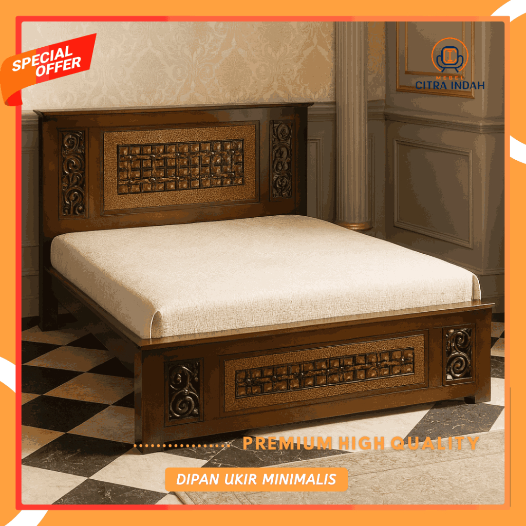Dipan Jati Ukir Jepara Asli Divan Kasur Mewah Classic Rangka Tempat Tidur Minimalis Ukiran Kayu Jati