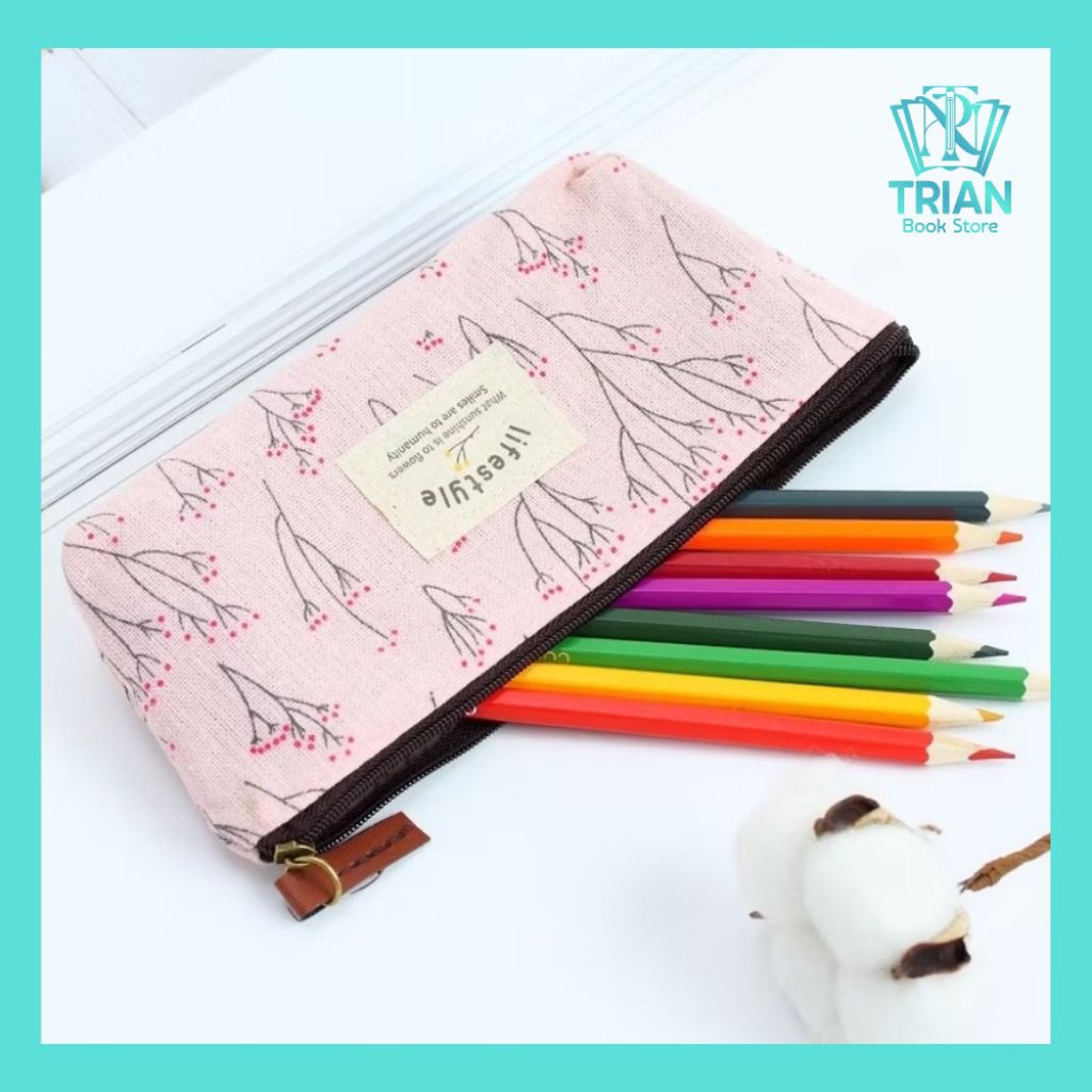 PENCIL CASE TEMPAT PENSIL KOTAK WADAH ALAT TULIS SEKOLAH KULIAH KANTOR UNIK AESTHETIC LUCU JOURNALIN