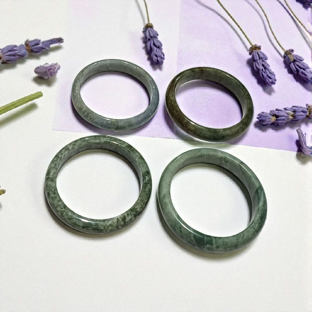 051B GELANG BANGLE Natural Guatemala Blue Water Jade Guatemala Spicy Green Colour