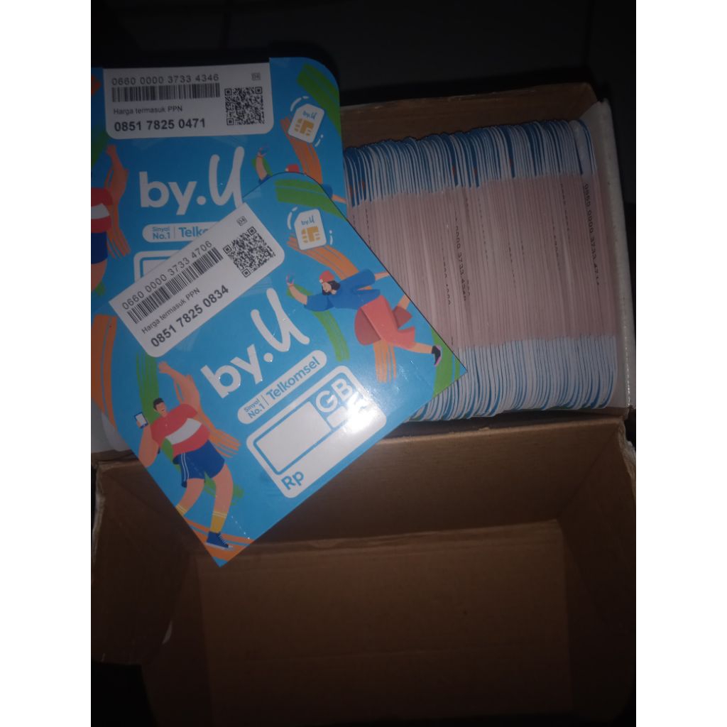 Kartu Perdana By.u 3 Gb 100 pcs, Sudah di regist siap pakai