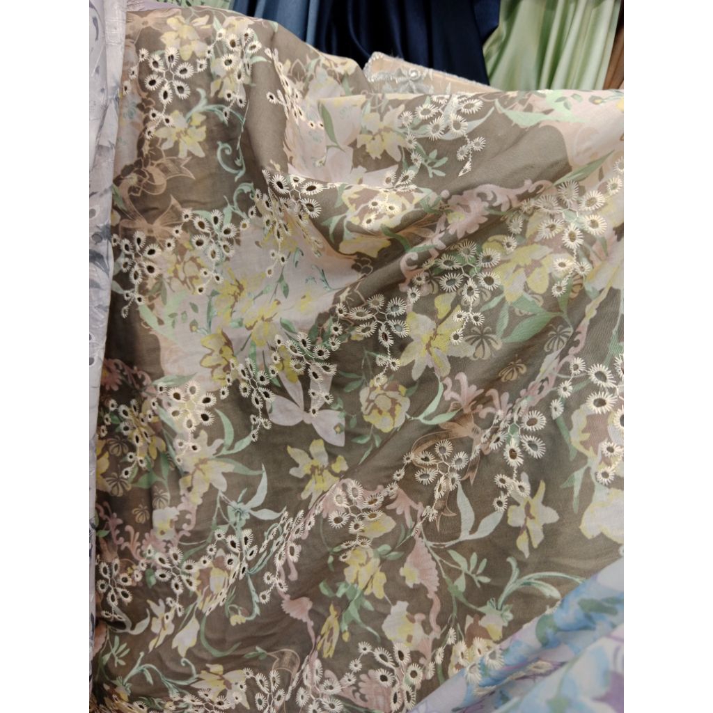 Bahan / Kain Katboll Katun Bordir Jepang