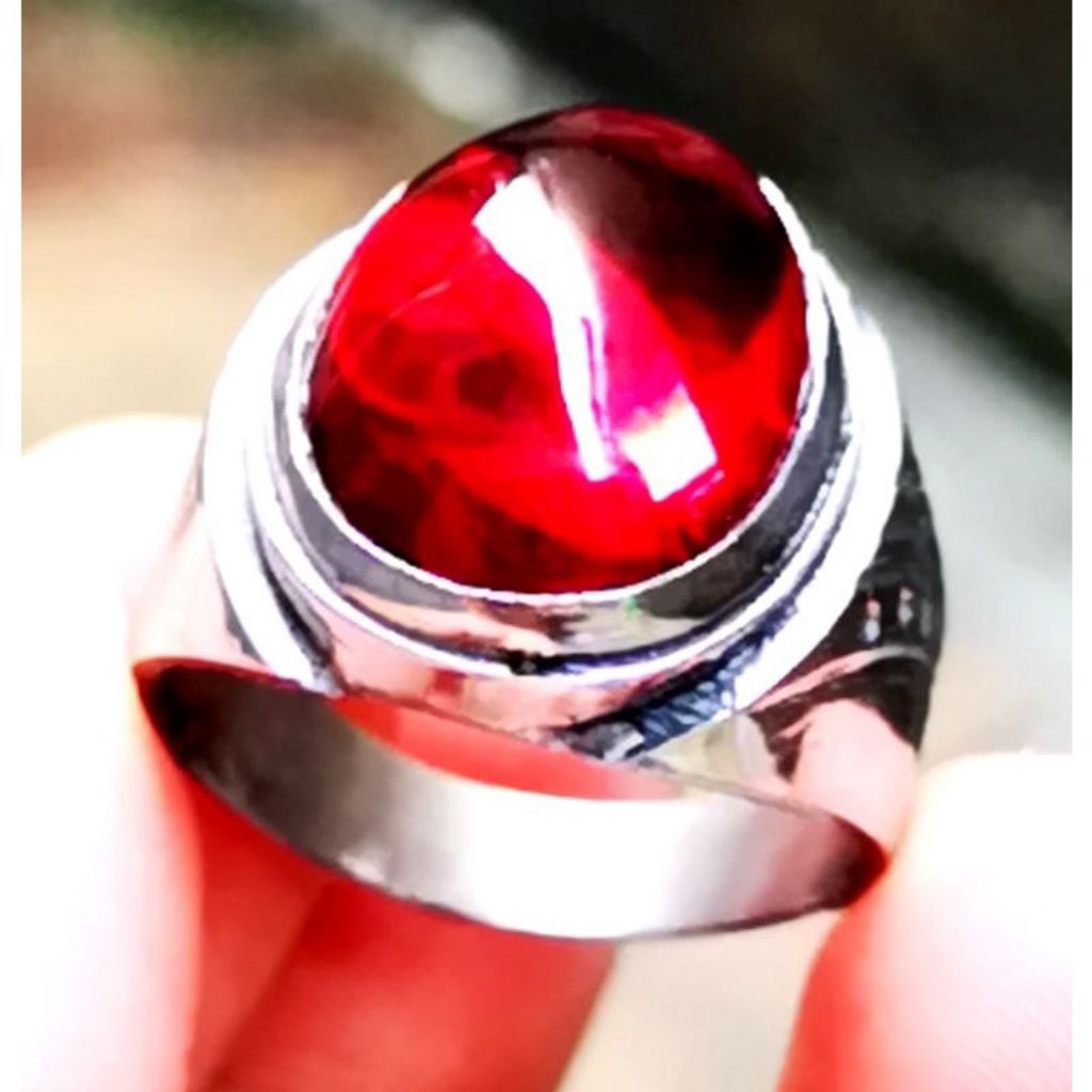 Batu cincin pria merah delima Bangkok super mewah termurah super crystal HQ