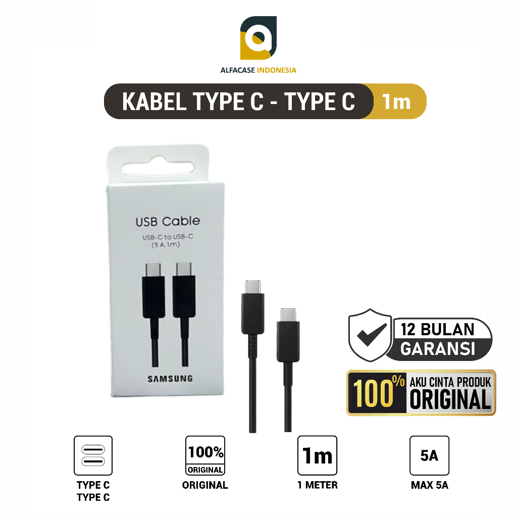 ALFACASE Kabel USB Type C to Type C - Kabel USB Type C to Type C Original Samsung