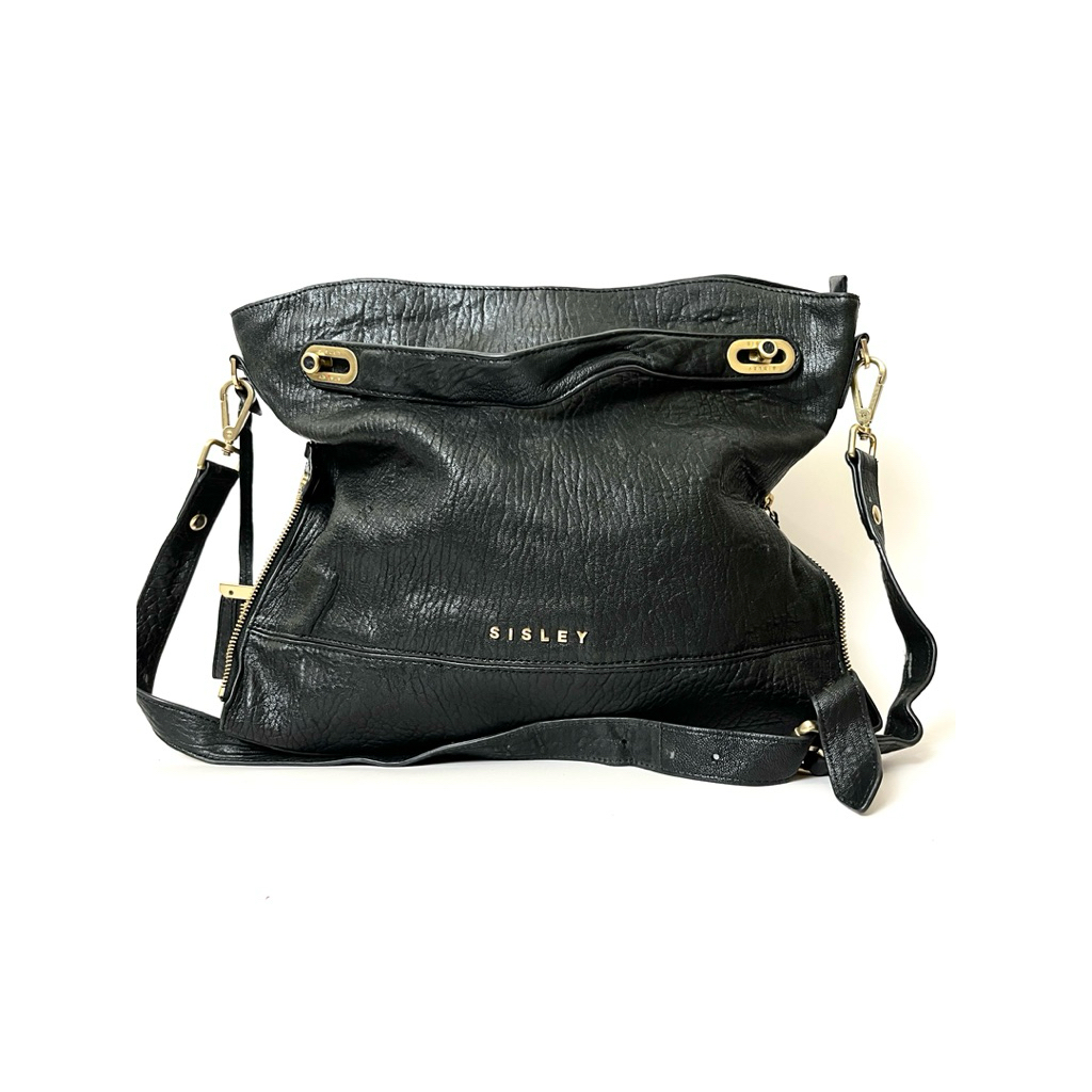 Sisley Handle Bag Wanita Kulit (hitam)