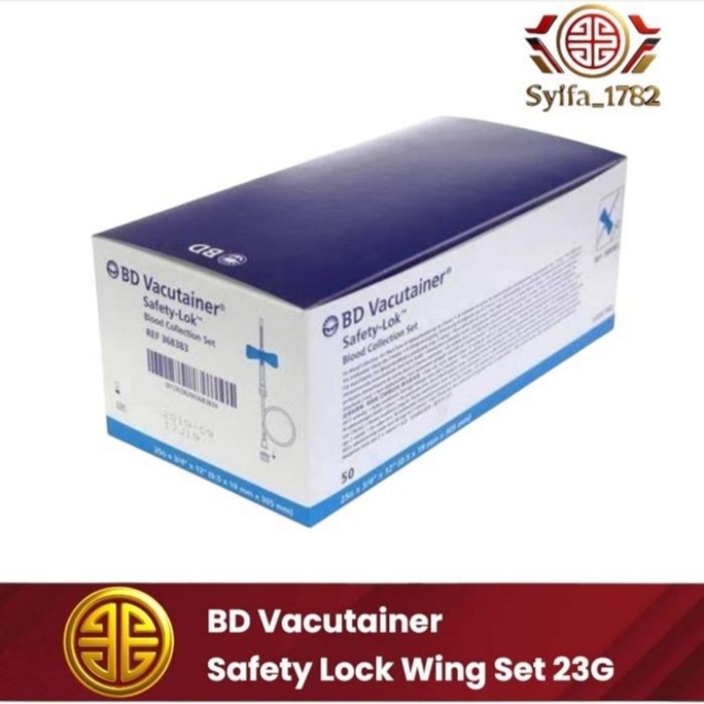 BD Vacutainer 23G safety lock wingset satu box isi 50 Piece medical steril