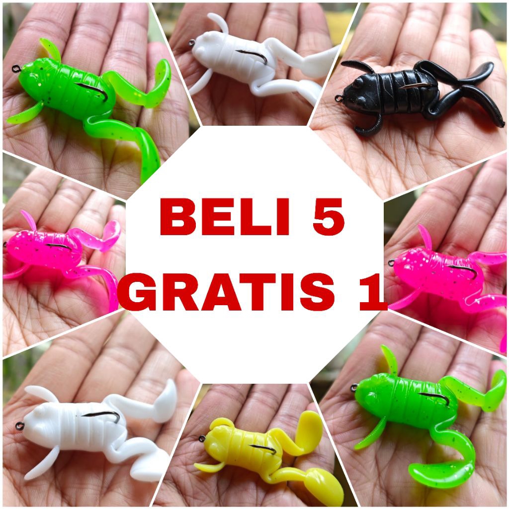 UMPAN CASTING SOFT FROG 3CM UMPAN PANCING GABUS TOMAN DAN IKAN LAINNYA..