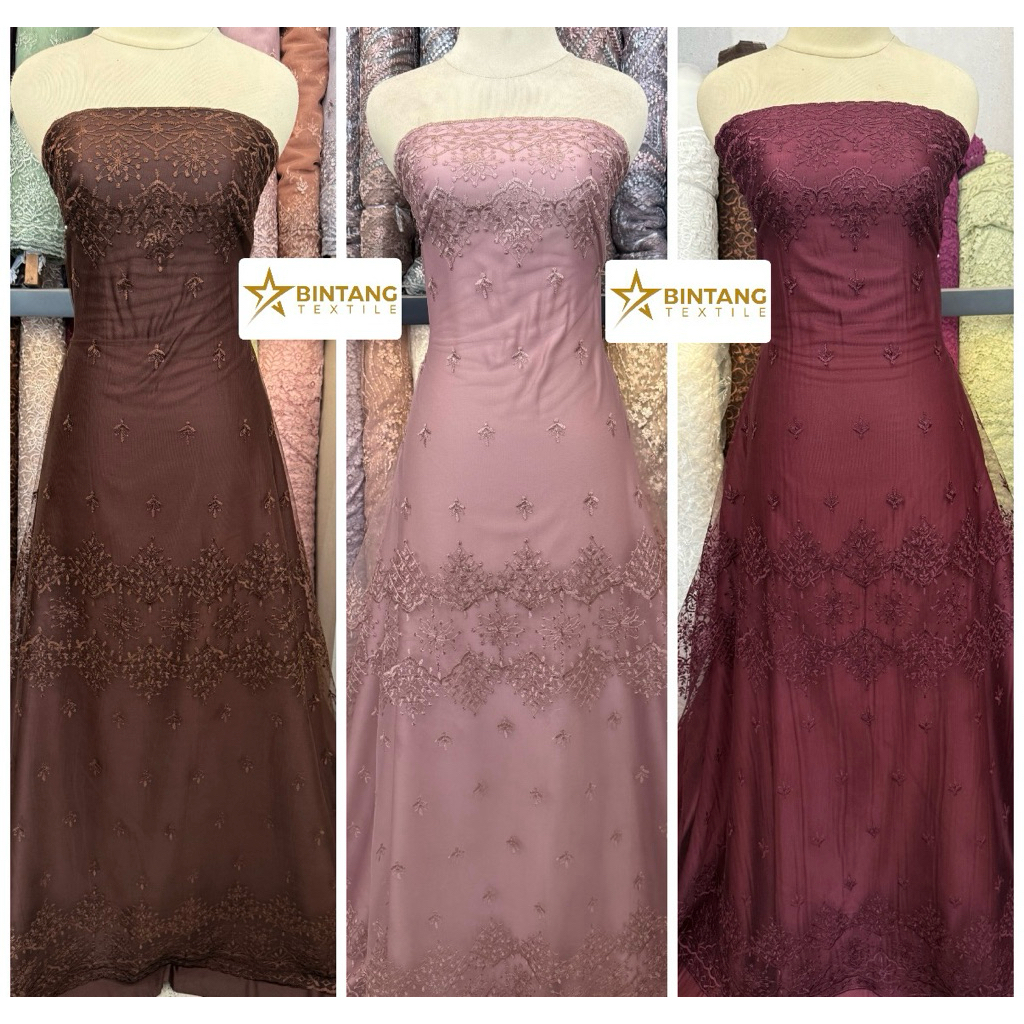 Kain tile brokat bordir premium Ceryl / bahan gamis kebaya tunik atasan
