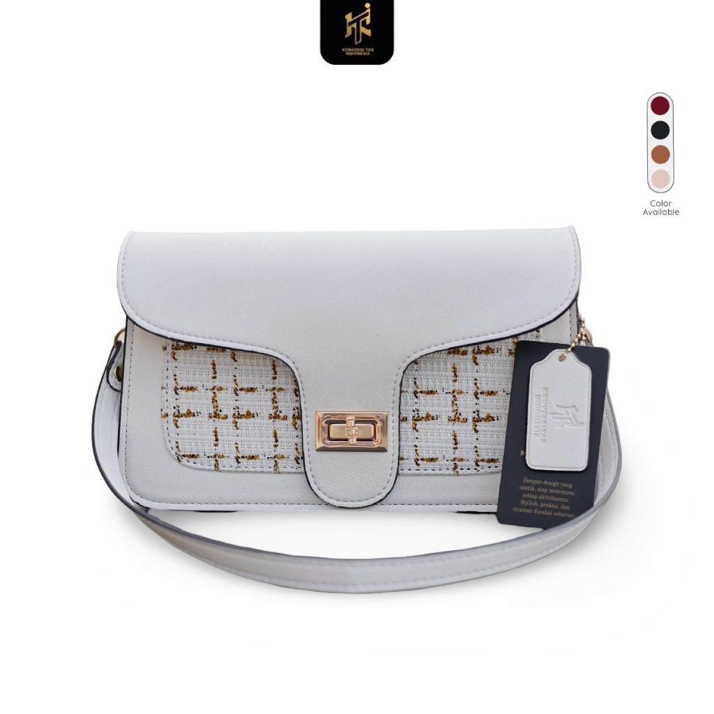 Tas Selempang Wanita Tweed Tas Shoulder Bag Wanita Korea Style