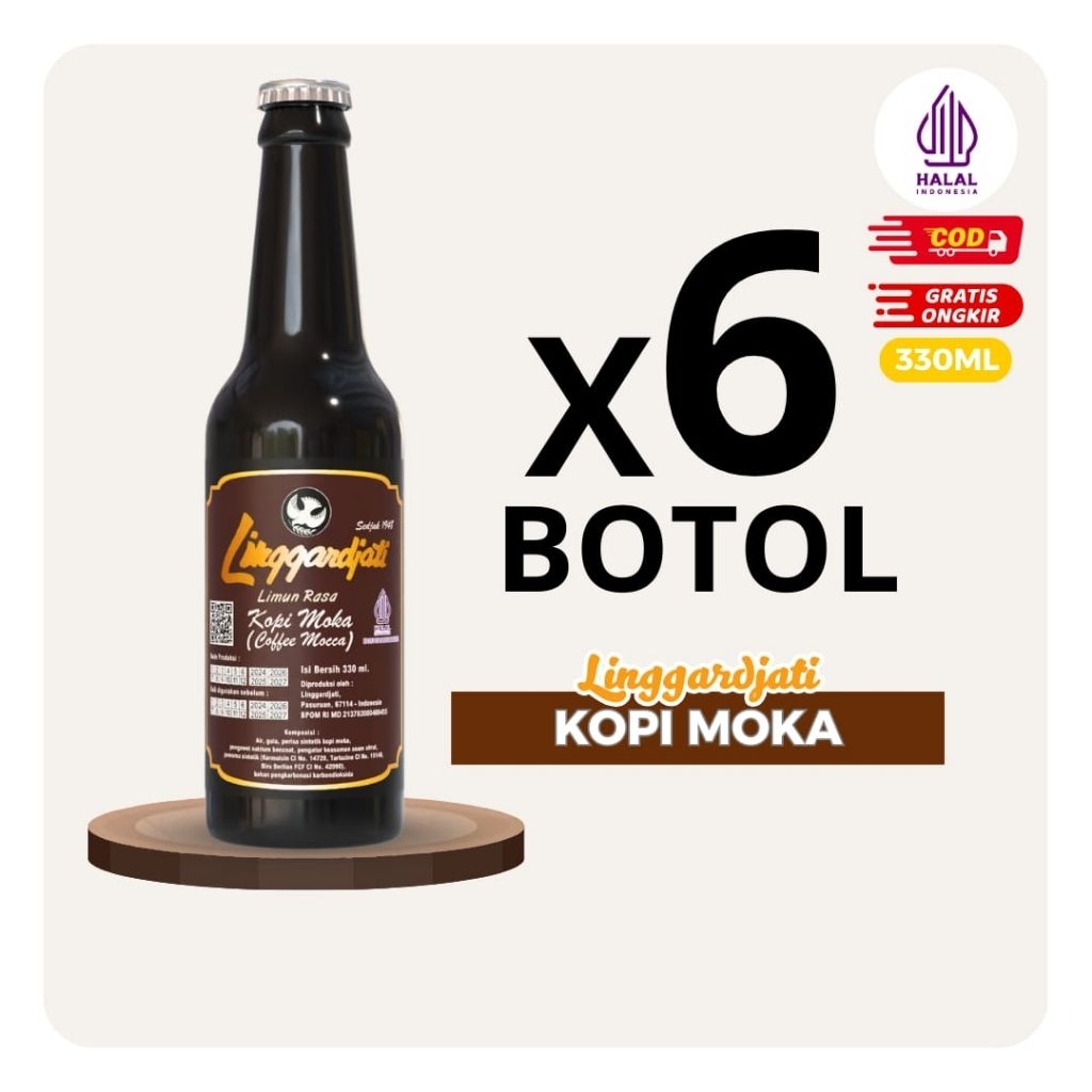 [6PCS] Limun Linggardjati Kopi Moka 330ml | Linggar jati Halal Termurah