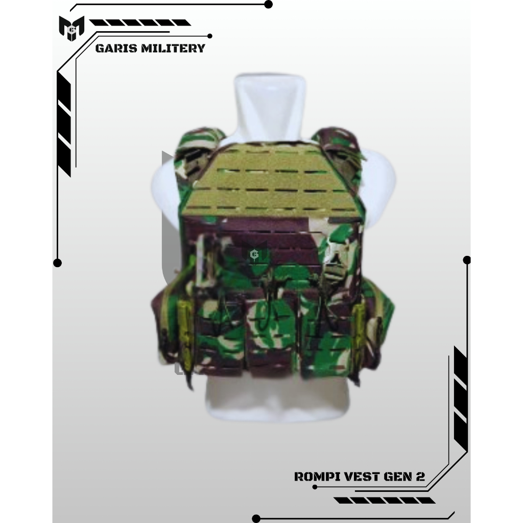 Rompi Body Vest Bmpc Laser Gen 2 TNI POLISI Double Quick Release - Rompi Anti Peluru - Bodyvest