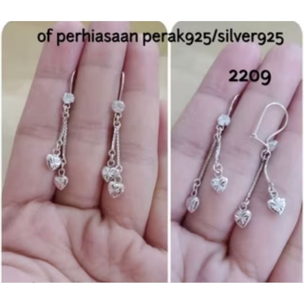 ANTING PANJANG LOVE UKIR PERAK 925 LAPIS EMAS