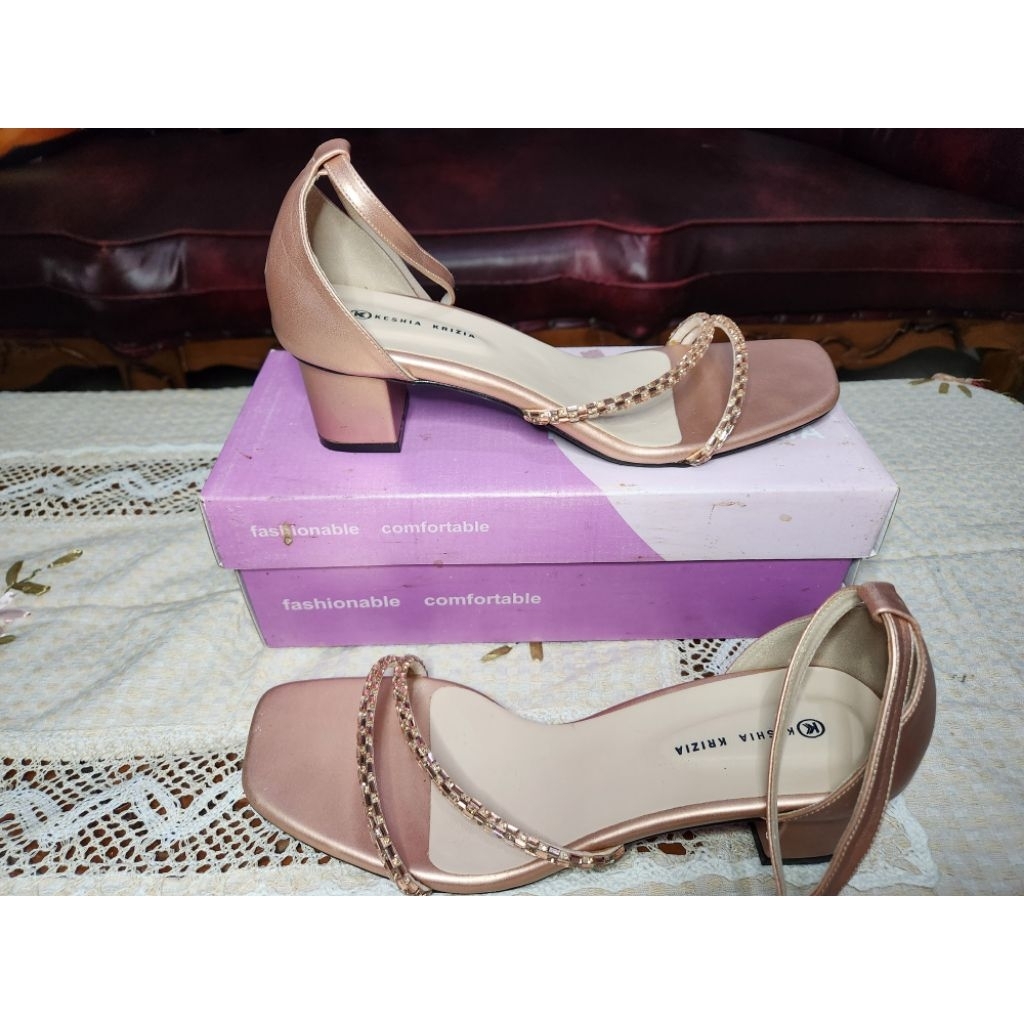 Sandal Pesta Keshia Krizia ZH 6650 Rose Gold Size 42