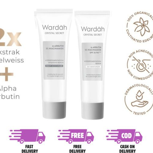 Wardah Crystal Secret Day & Night moisturizer 15g - Paket Cream Siang & Malam