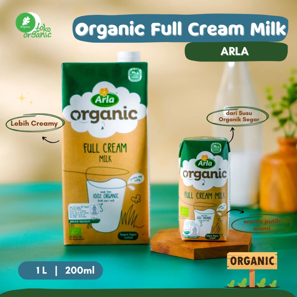 Organic Full Cream Milk - Arla | Arla Organic Full Cream MIlk (1L & 200ml) | Susu Sapi Organik, Susu