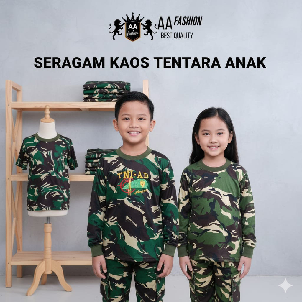 BAJU PROFESI ANAK | Baju Doreng Anak | TNI AD | TNI AL | Baju Tentara Anak Kaos | Kaos Loreng Doreng