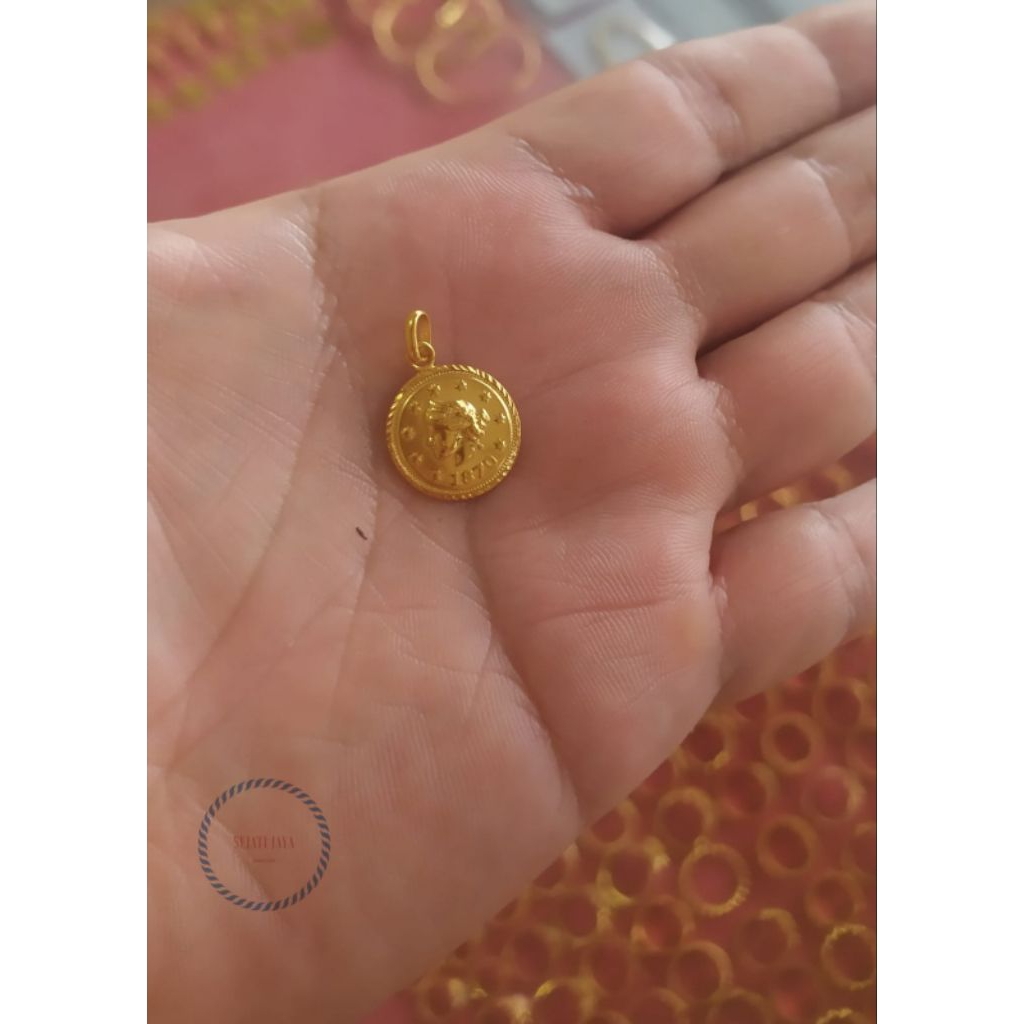 Liontin koin wilhelmina variasi emas kadar 375