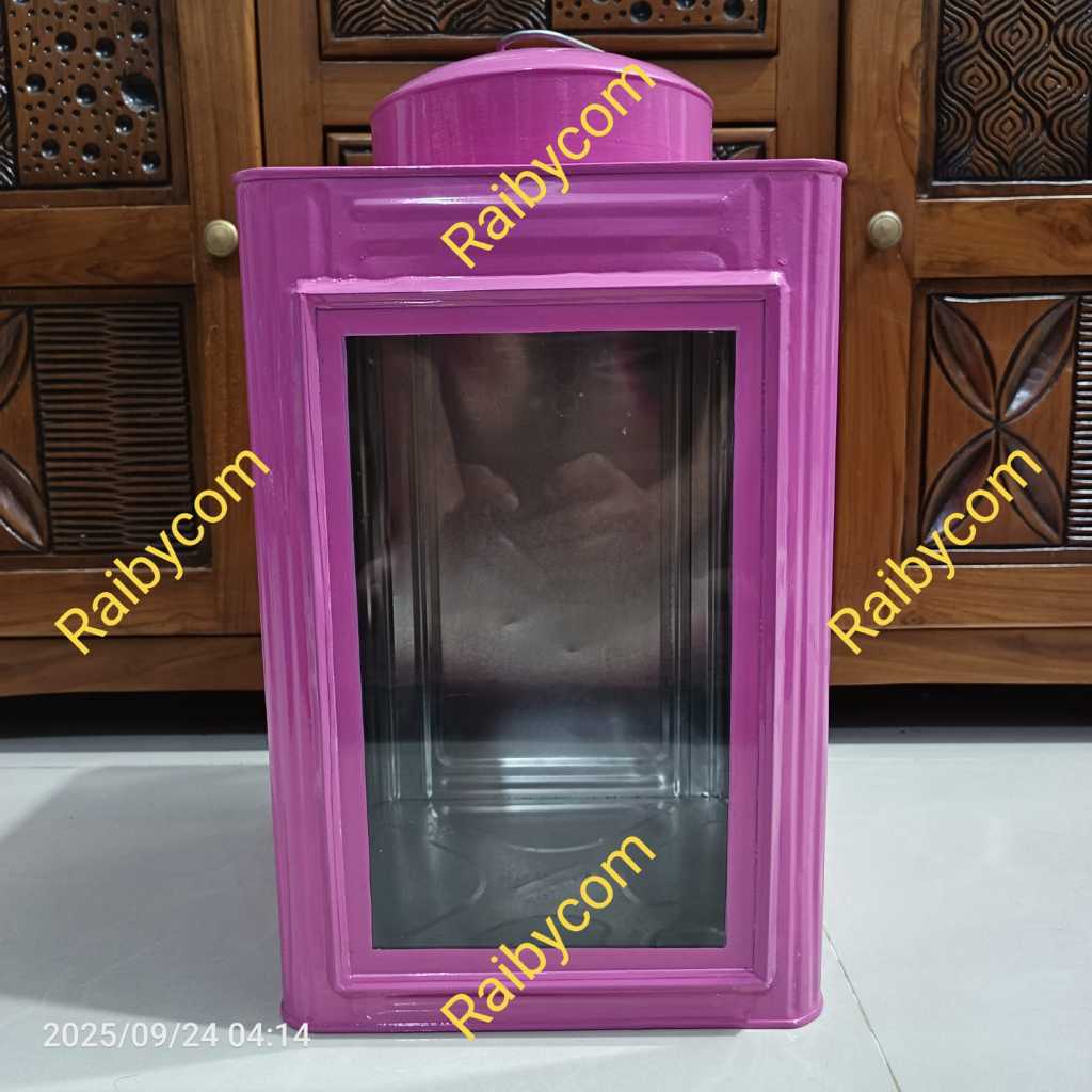 Kaleng Kerupuk Jadul Warung Blek Toples Kaca Krupuk Putih Besar PINK Polos