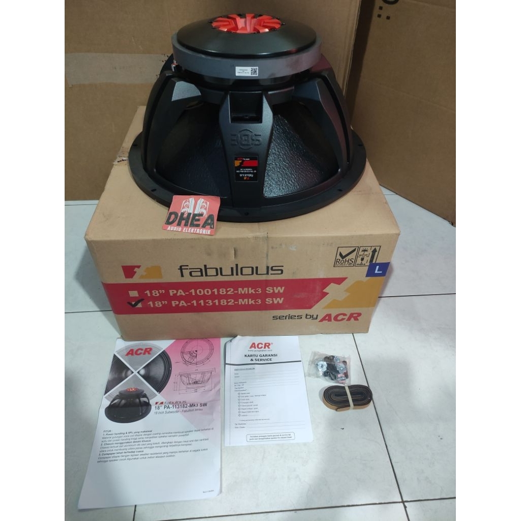 SPEAKER ACR FABULOUS PA-113182-MK3 SW ORIGINAL 18 inch 2200watt coil 4,5 in subwoofer ACR Fabulous