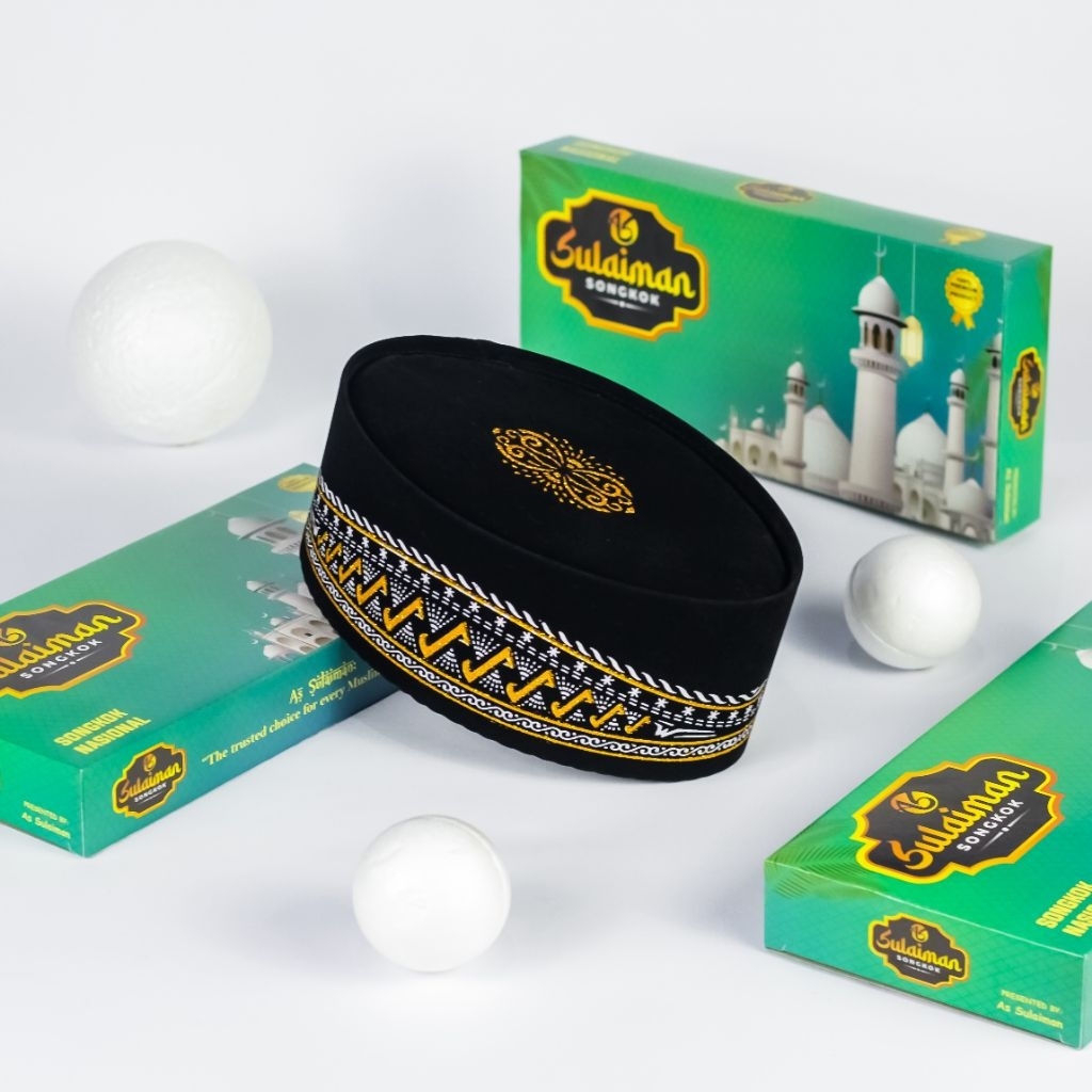 peci songkok motif batik pria dewasa & anak  peci motif batik kuning emas kekinian viral terbaik