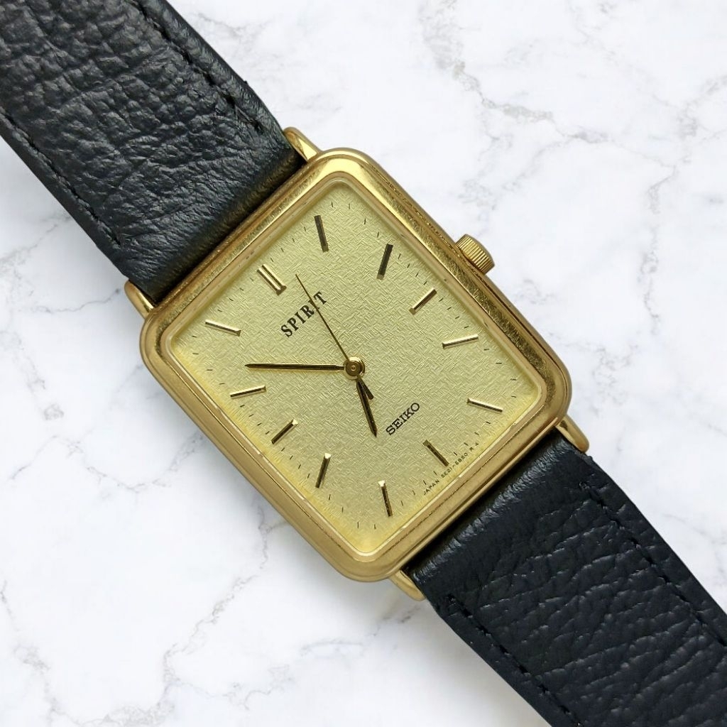 Seiko Tank Spirit Snowflake Dial Gold Case Vintage Dress Watch Original