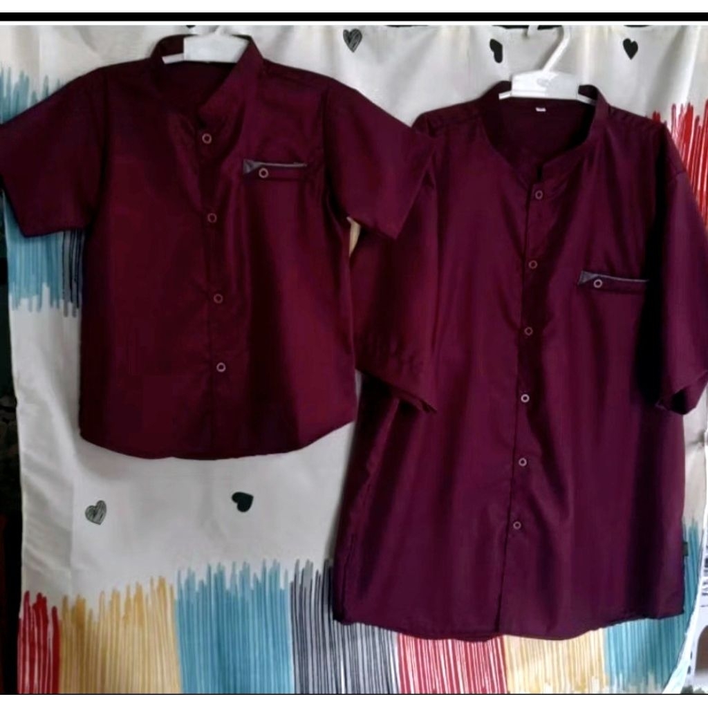 KOKO COUPLE AYAH ANAK WARNA BURGUNDY