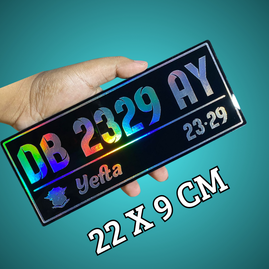 SATUAN - Plat Nomor Motor Akrilik Putih Custom 22x9 cm – Variasi Hologram | Bebas Nama & Nomor