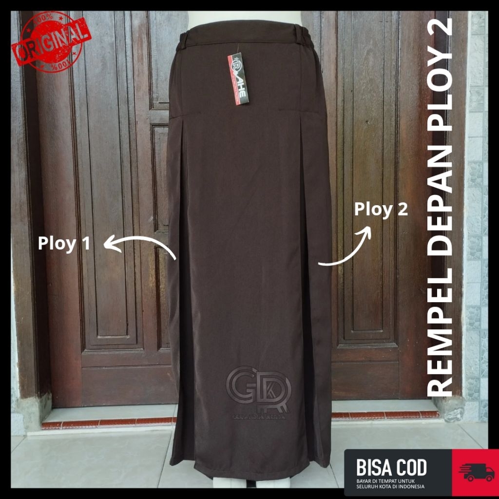Rok Coklat Pramuka Ploy Dua Depan Rok Belah Depan Rok Rempel Coklat Jumbo Rok Sekolah Panjang Ploi D
