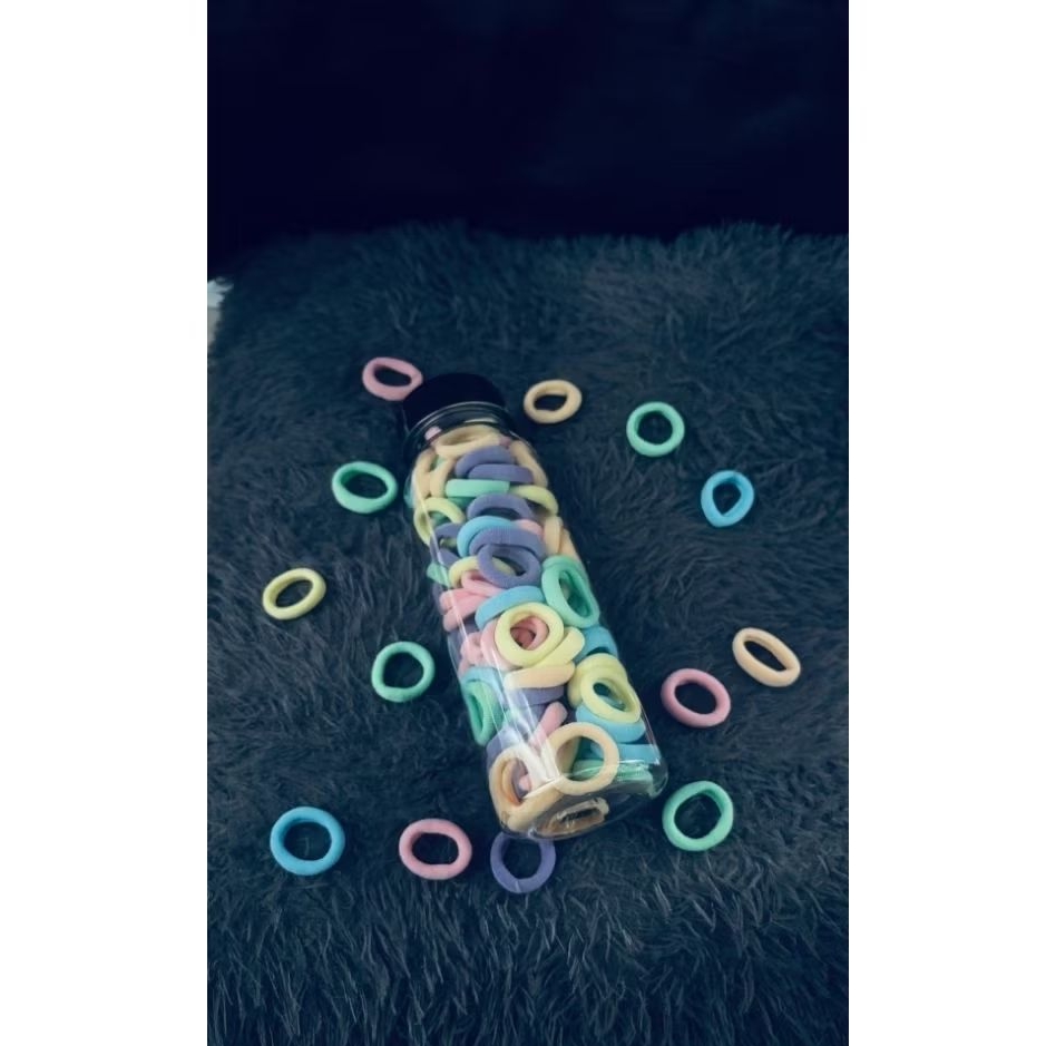 meyra.shine KARET DONAT MINI WARNA WARNI BOTOL VIRAL | KARET ANAK LUCU | KARET DONAT 125 PCS | KARET