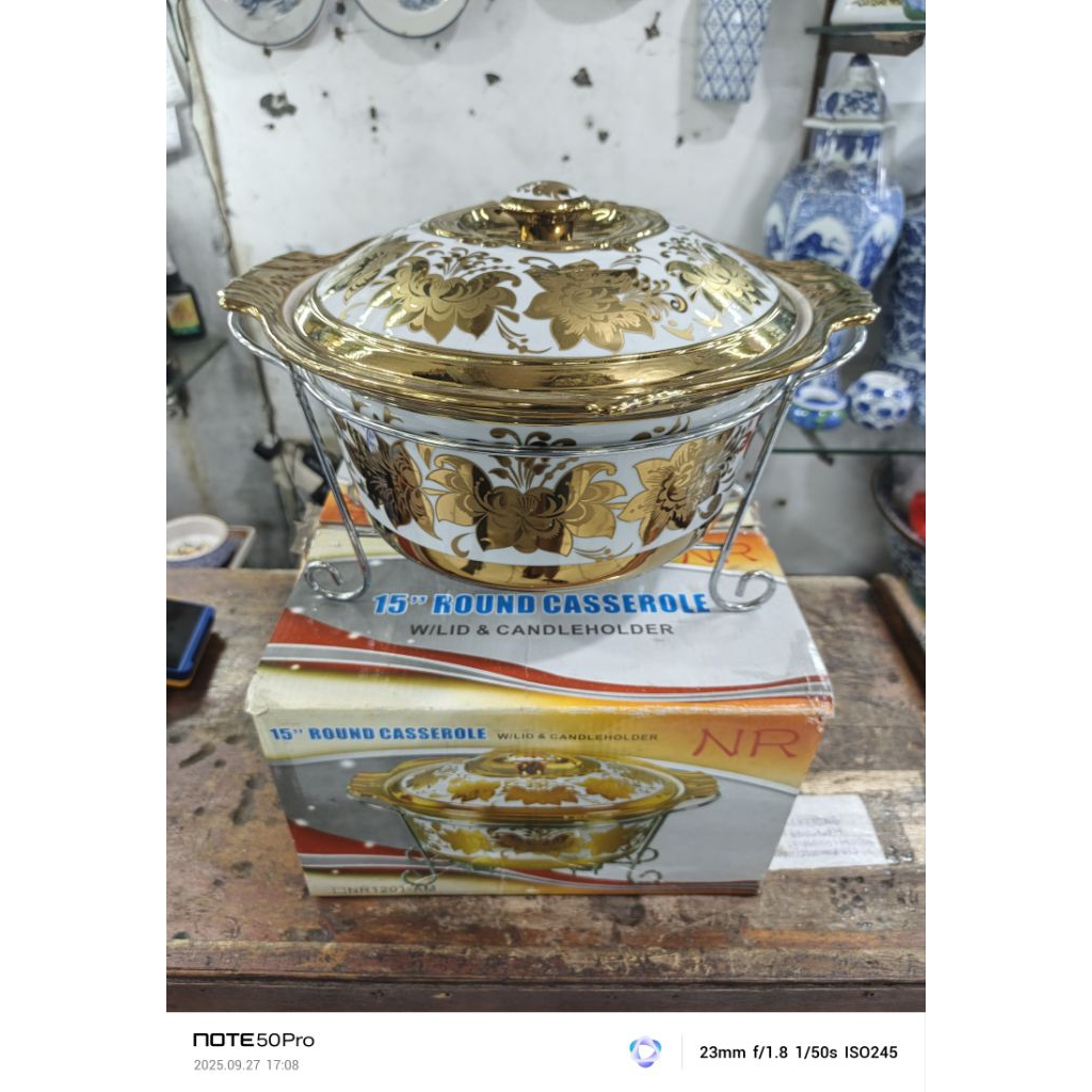 Prasmanan Keramik Bulat Gold 15 inch