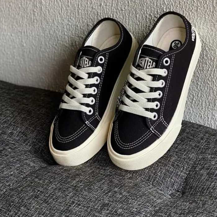 Sepatu Ventela Alpha Low Black Natural / Sepatu Ventela / Sepatu Sekolah Hitam Putih Premium Casual 