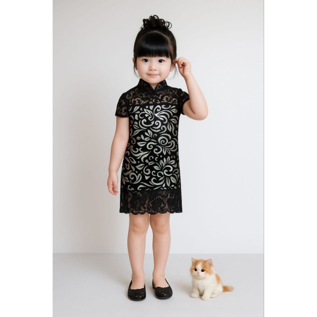 Dress Batik Kerah Shanghai Clara Kid Baju Kondangan Anak Perempuan Lucu Usia 3-5 Tahun Rx