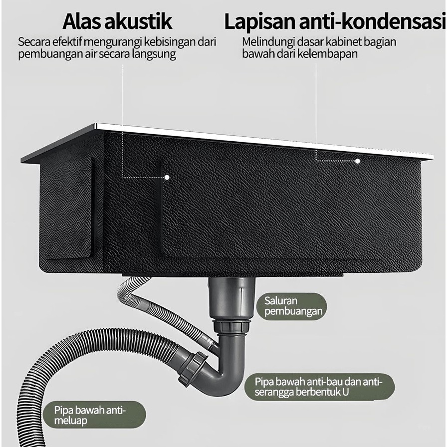 Uddjaya_ Sink / Tempat Cuci Piring/ Bak Cuci Piring 2 Lubang Royal Stainless Steel Tebal Anti Gores