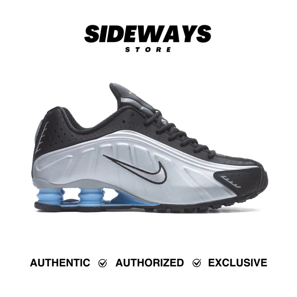 Nike Shox R4 Silver Metallic Psychic Blue - 100% Original Guarantee