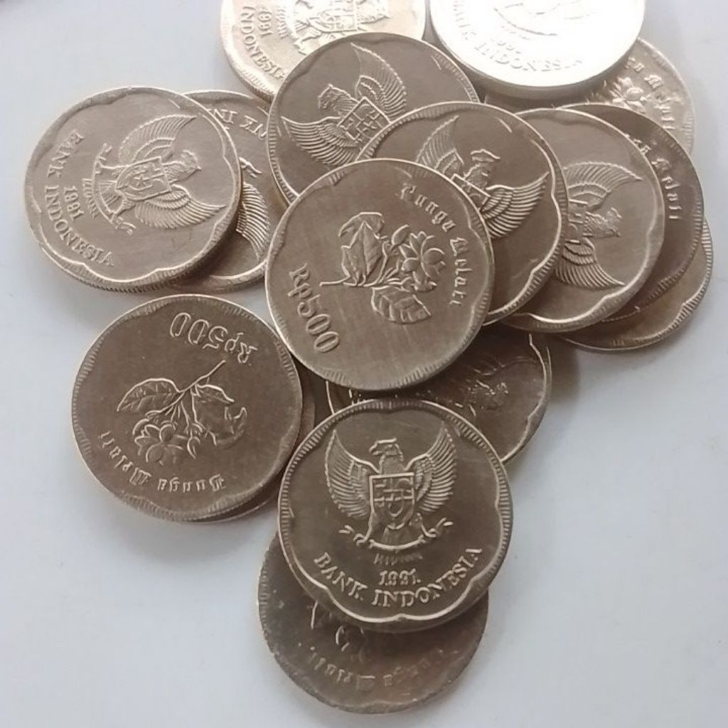 UANG KUNO KOIN 500 RUPIAH MELATI BESAR TAHUN 1991