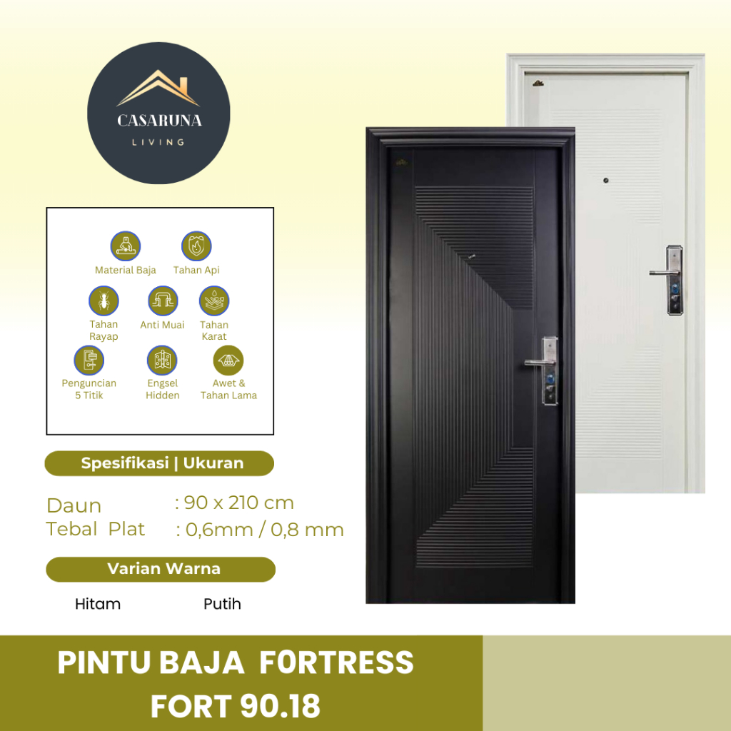 FORTRESS TYPE  FORT 90.18. UKURAN 90 X 210 cm. pintu baja minimalis, estetik, moderen.