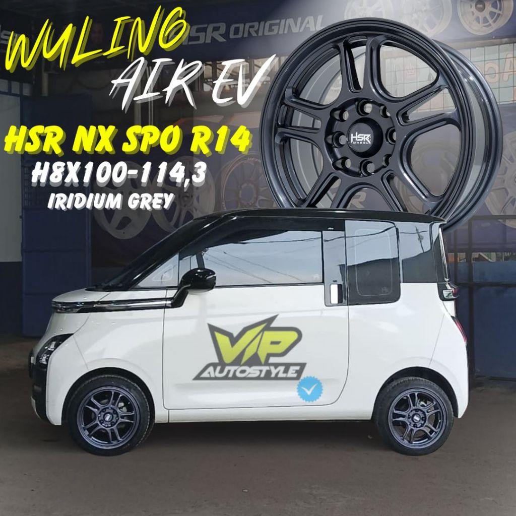 VELG RACING MOBIL WULING AIR EV R14 HSR NX SPO RING 14 IRIDIUM GREY || VELG MOBIL RACING HSR R14