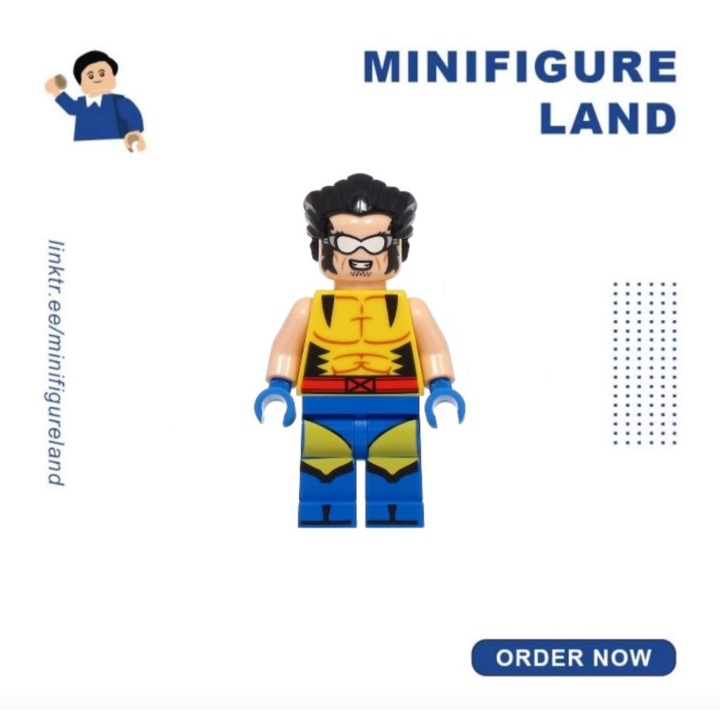 Lego Minifigure - 972624 - Wolverine - Hair, Blue Hands