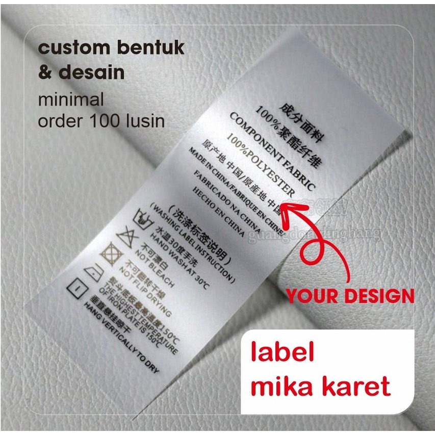 label karet/label mika/custom desain/mika karet/label fashion/aksesoris baju/label jait/